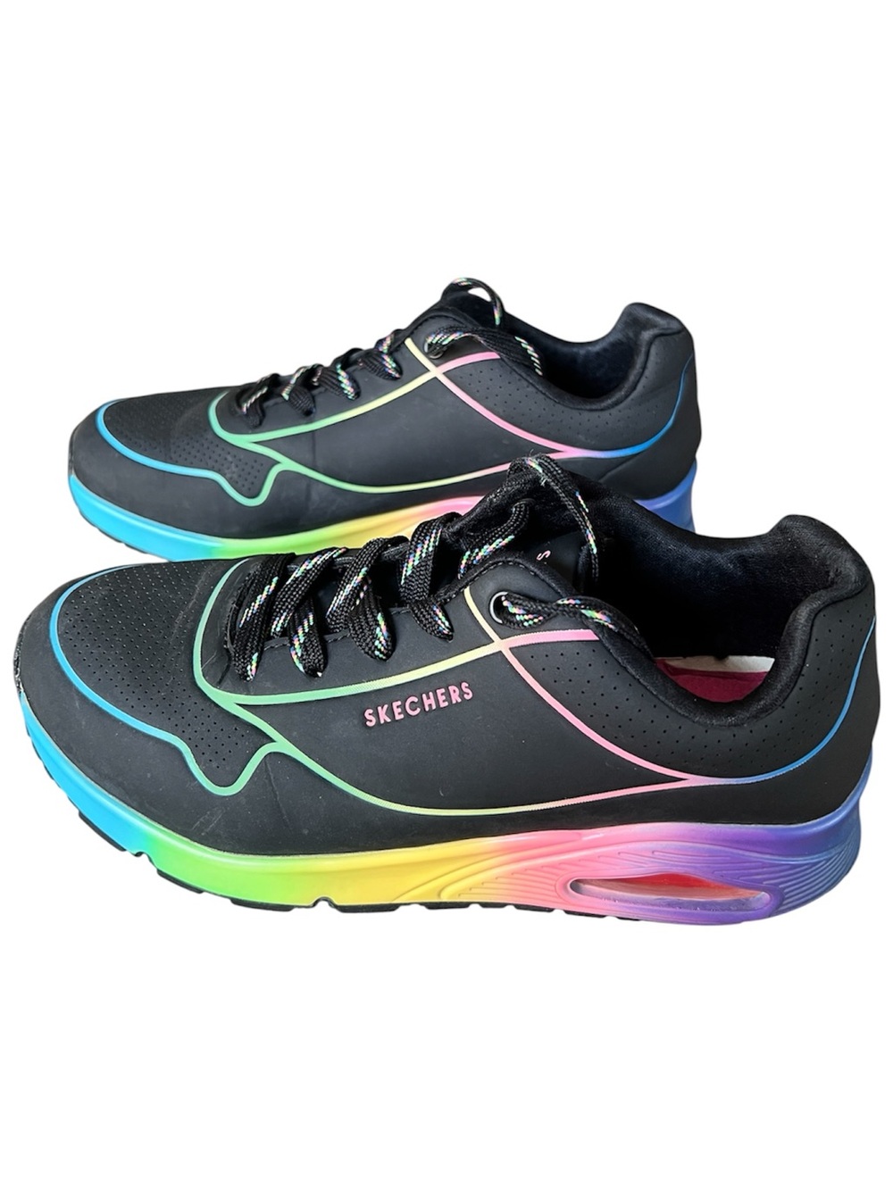 Skechers Air Uno Pop of Sunshine Chunky Rainbow  
Memory Foam Sneakers Shoes 7.5